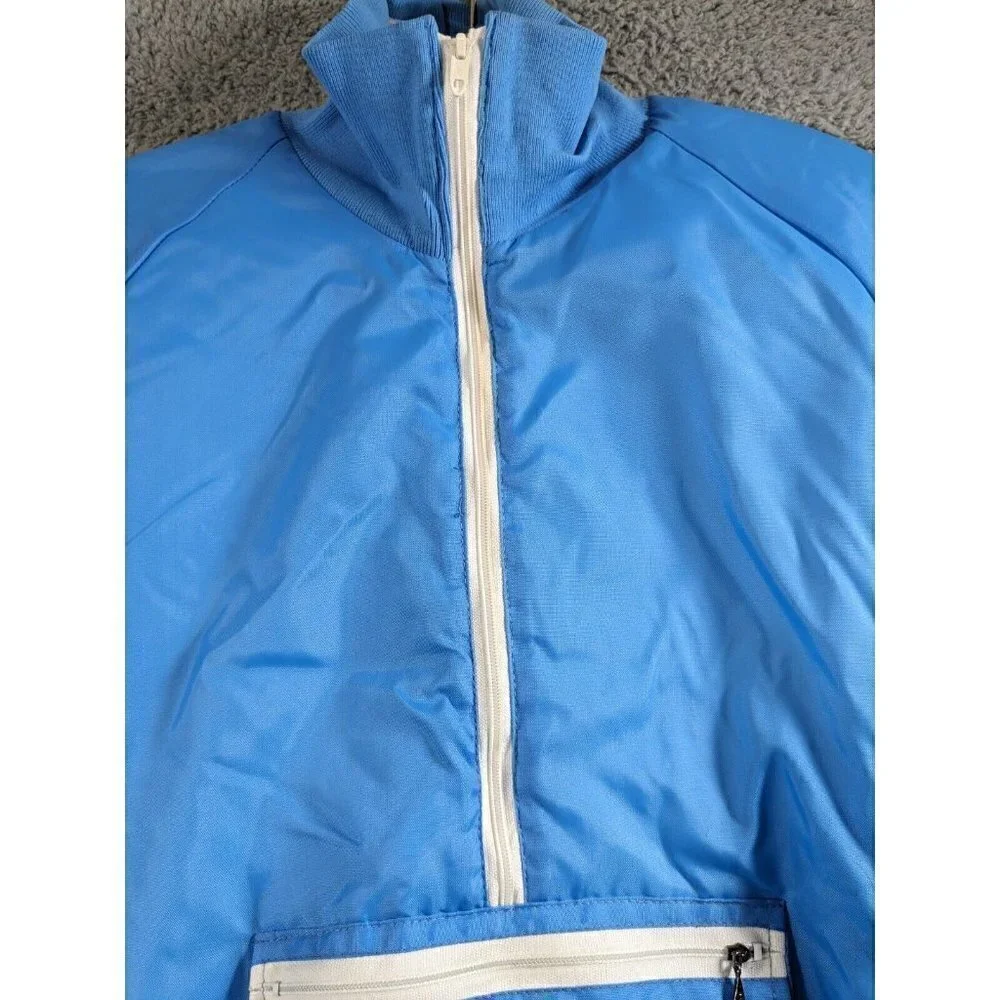 Vintage Butwin Jacket XS Nylon Varsity Style Lined  Front Zip Pocket Blue Gray